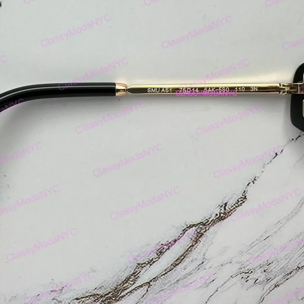New MIU MIU Sunglasses Gold Dark Gray Lens Runway Wrap Rimless Authentic Miu Miu
